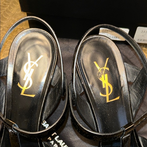 Authentic Saint Laurent YSL Black Patent Leather Tribute Heels Stiletto Pumps - Picture 7 of 16
